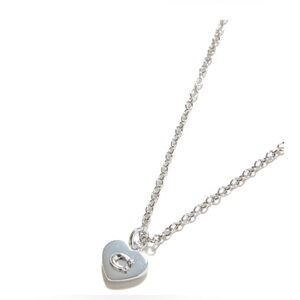 Coach Necklace with Heart-Shaped Pendant - Silver